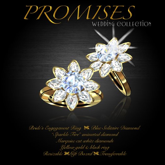 Exquisite Promises Blue Engagement Ring Yellow Gold