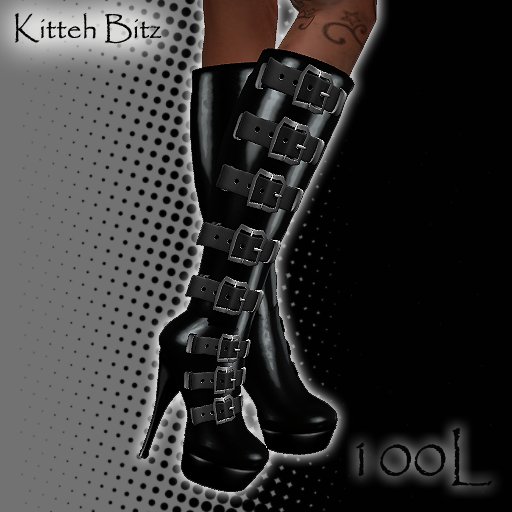 ::Kitteh Bitz:: Eva Boots (Black PVC)