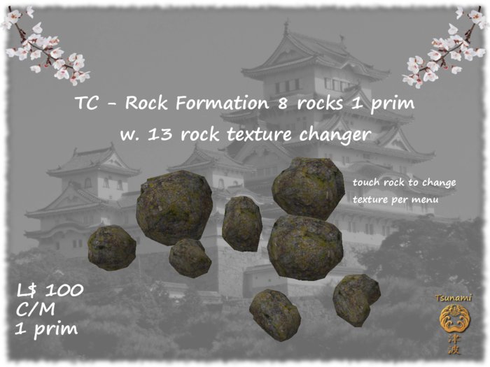TC - Rock Formation 8 rocks 1 prim & 13 Texture Changer
