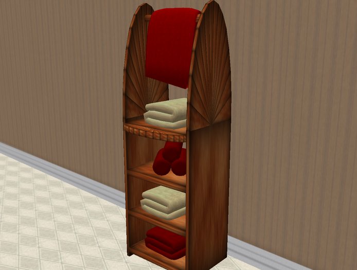 Second Life Marketplace Towel rack shelf ( towels included) burgundy