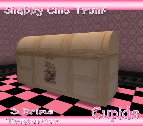 *Cupids* Shabby Chic Trunk Pink Roses 