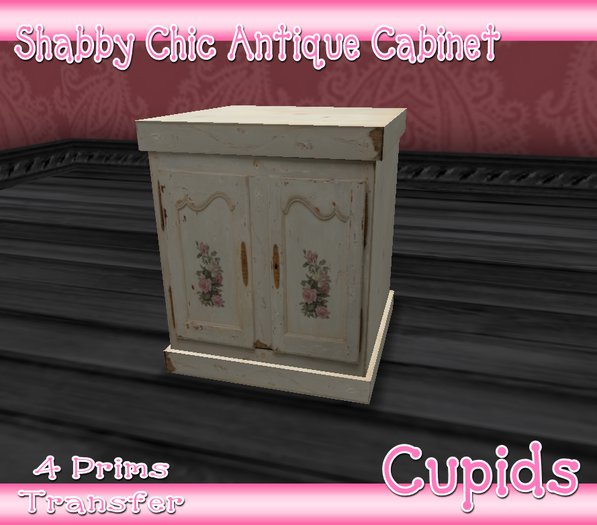 *Cupids* Shabby Chic Antique Carved Side Table Pink Roses