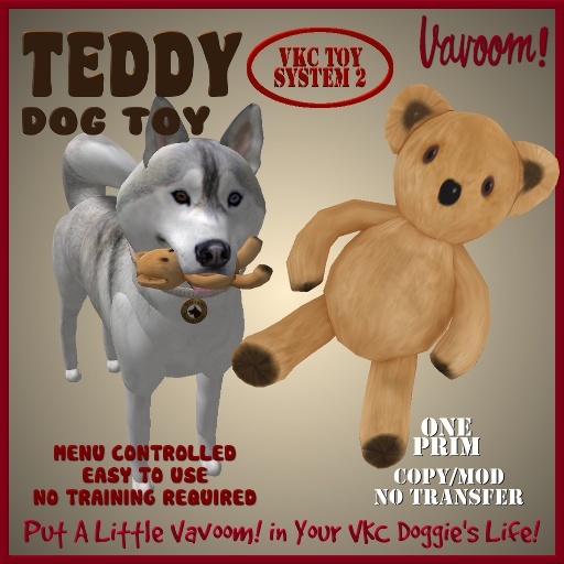 Teddy Pet Toy By Vavoom! Boxed - Toys and Accessories for Virtual Kennel Club (VKC®) Pets - No Training Required