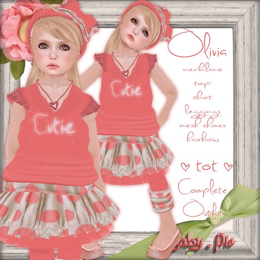 *Baby Pie* Olivia Girl's Tiny Tot / Toddler Complete Summer Outfit ~Adorable~  Contains Mesh!