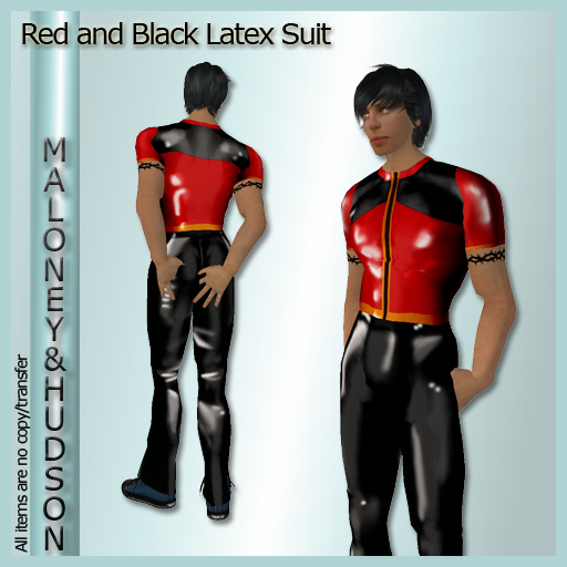 Mens Latex / PVC Suit in Red and Black
