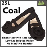 ::Duh!:: Floral Linen Flats Coal Black