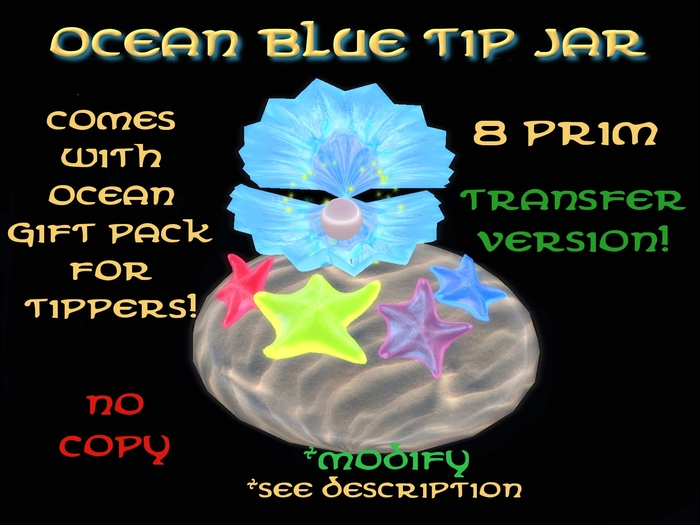 Ocean Blue Tip Jar (Transfer)