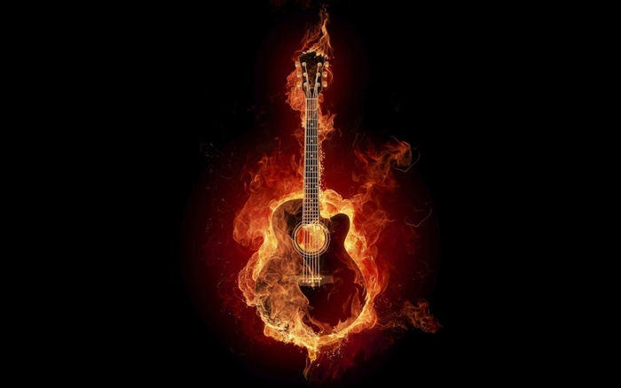 Fire Guitar Photo