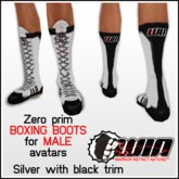WIN Men's Boxing Boots - Silver with Black Trim