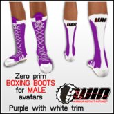 WIN Men's Boxing Boots - Purple with White Trim
