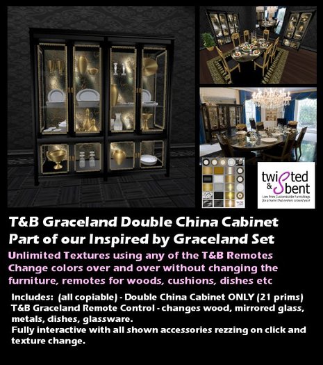 Texture Changing Interactive T&B Graceland Inspired Double China Cabinet