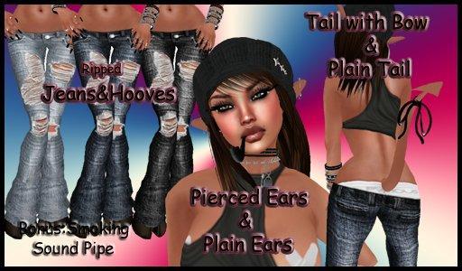 Jeans Ripped & Hooves Tail & Ears Bonus:Smoking Sound Pipe
