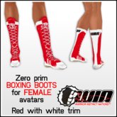 WIN Women's Boxing Boots - Red with White Trim
