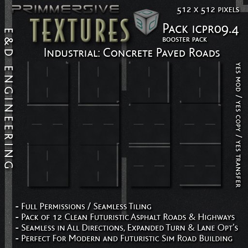 [ICPR09.4] 12 Additional Turns and Lanes Options Dark and Clean Futuristic Road Textures from E&D ENGINEERING