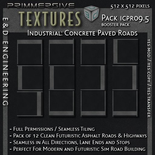 [ICPR09.5] 12 Lane Ends and Stops Dark and Clean Futuristic Road Textures from E&D ENGINEERING
