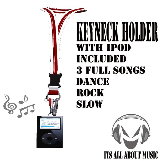 KEYNECK HANGER WHITE RED  & IPOD