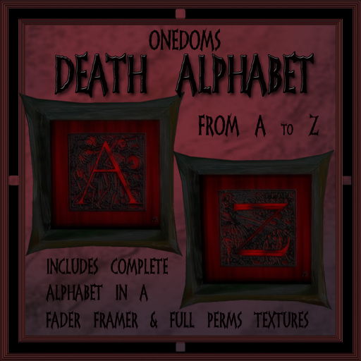 [ONEDOM]  Death Alphabet  Fader Frame Art and Full Perm Textures Set. 