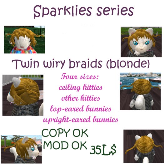 *Tiny B's designs* Sparklies Twin wiry braids (blonde)