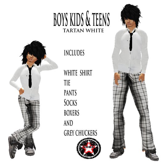 TOTAL OUTFIT FOR BOYS OR TEENS TARTAN WHITE
