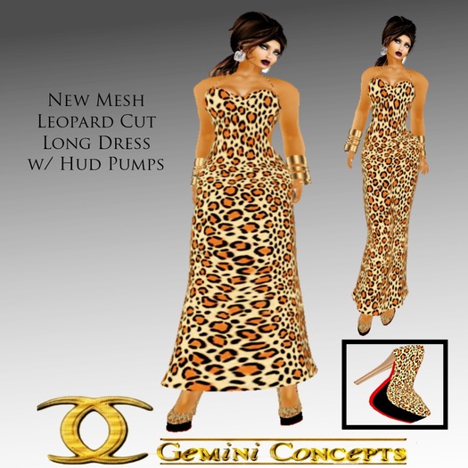 (CC) Mesh Leopard Cut Dress w Pumps
