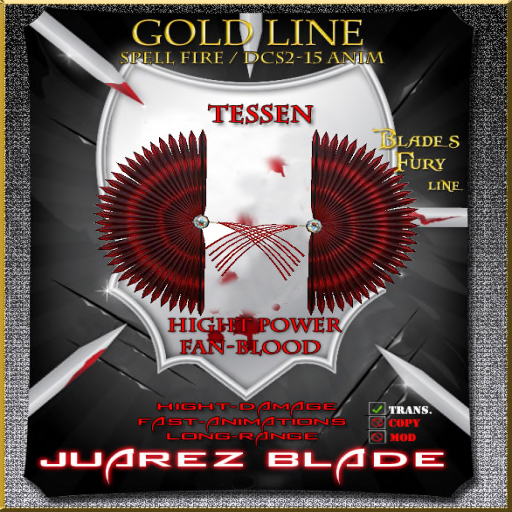 Tessen Dual Fan Blood-Gold Line