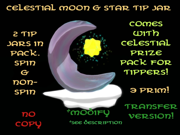Celeste Moon & Star Tip Jar (Transfer)