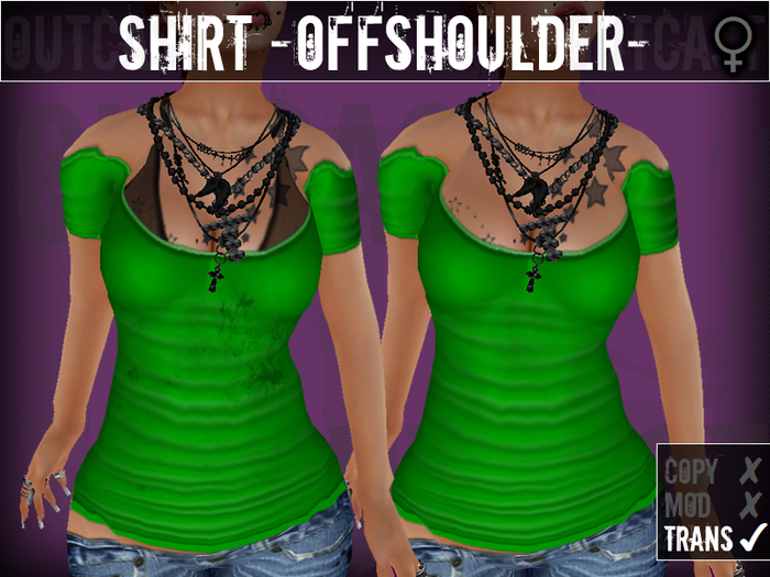 **OC** Shirt OffShoulder - Green - 