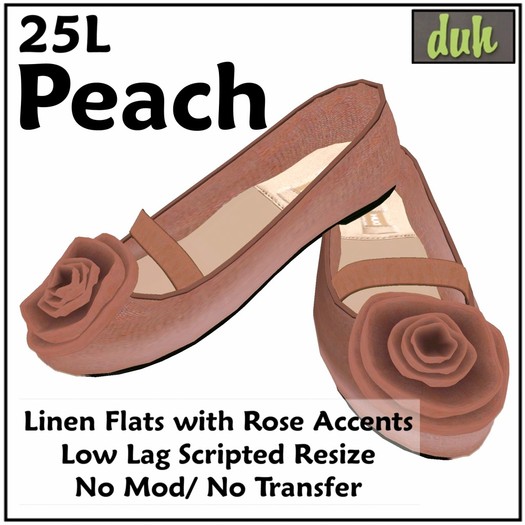 ::Duh!:: Floral Linen Flats Peach