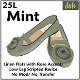 ::Duh!:: Floral Linen Flats Mint Green