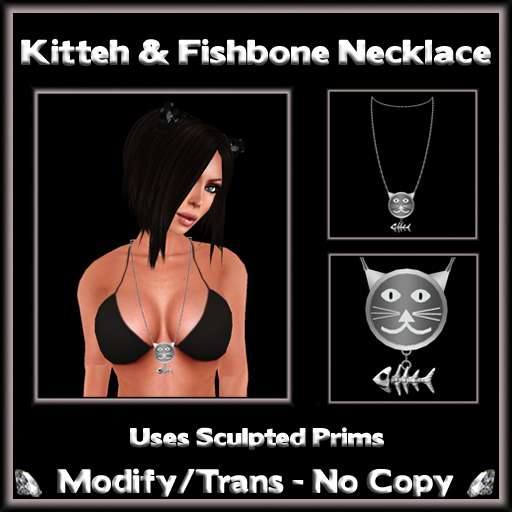 *ICED* Kitteh & Fishbone Necklace