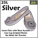 ::Duh!:: Floral Linen Flats Silver