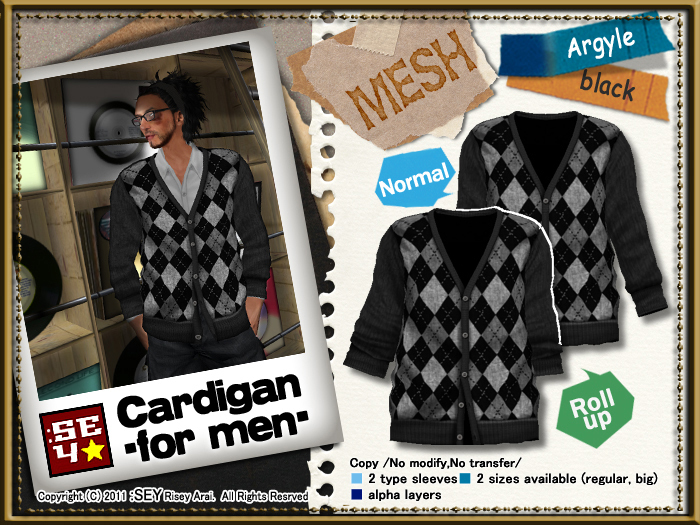 :SEY / Mesh Cardigan [Argyle-black]