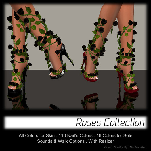 - MPP - Roses Heels - Black