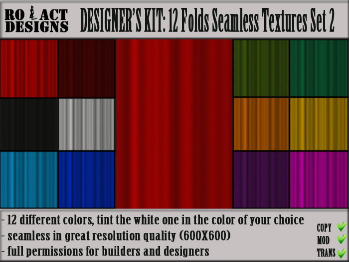 ..::RO!ACT::..DESIGNS 12 Folds Seamless Textures Set 2