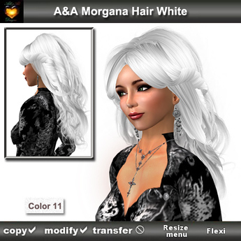 Second Life Marketplace - A&A Morgana Hair White (Color 11) wavy long ...