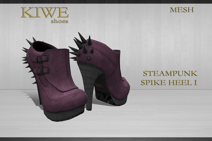 Kiwe Mesh *NEW ARRIVAL PROMO PRICE* Steampunk Spike Heel I (plum and black)