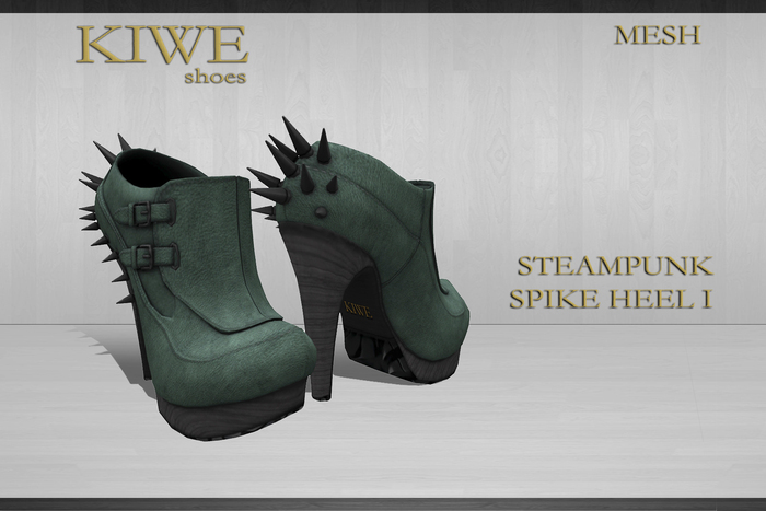 Kiwe Mesh *NEW ARRIVAL PROMO PRICE* Steampunk Spike Heel I (green and black)