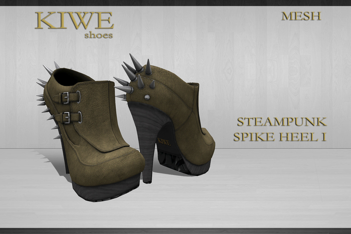Kiwe Mesh *NEW ARRIVAL PROMO PRICE* Steampunk Spike Heel I (olive and silver)