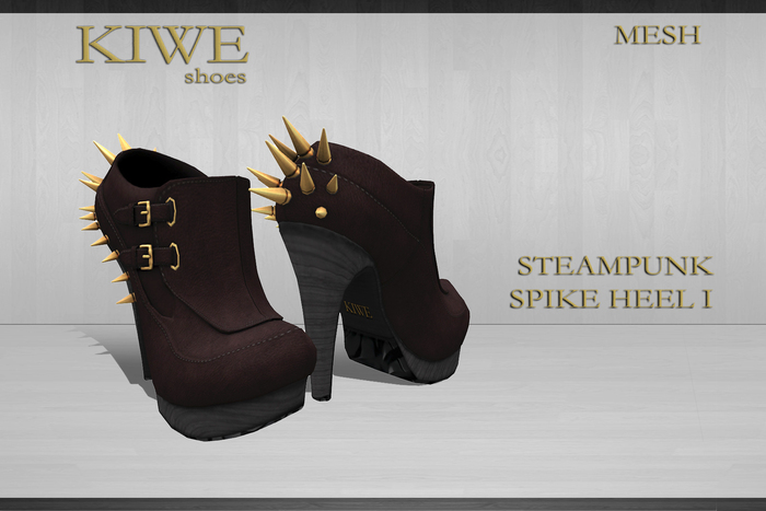 Kiwe Mesh *NEW ARRIVAL PROMO PRICE* Steampunk Spike Heel I (burgundy and gold)