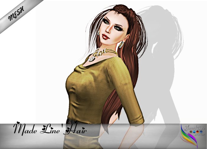 -< E' H>- Made Line' Hair ( Mesh RIGGED) DEMO