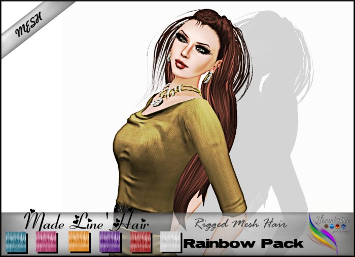 -< E' H>- Made Line' Hair ( Mesh ) Rainbow