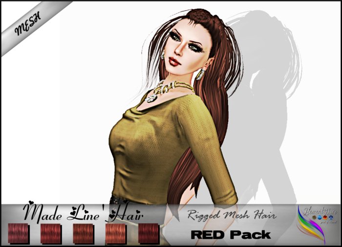 -<E' H>- Made Line' Hair ( Mesh ) Red Pack