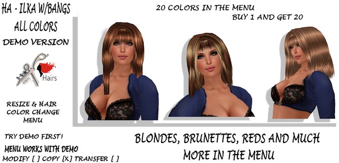 HA - ILKA W/BANGS ALL COLORS  DEMO BOXED
