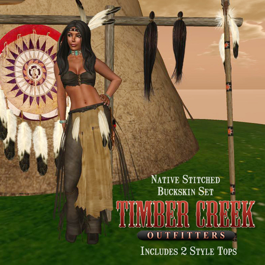 [Timber Creek] Stitched Buckskin Outfit Womens-Dark 