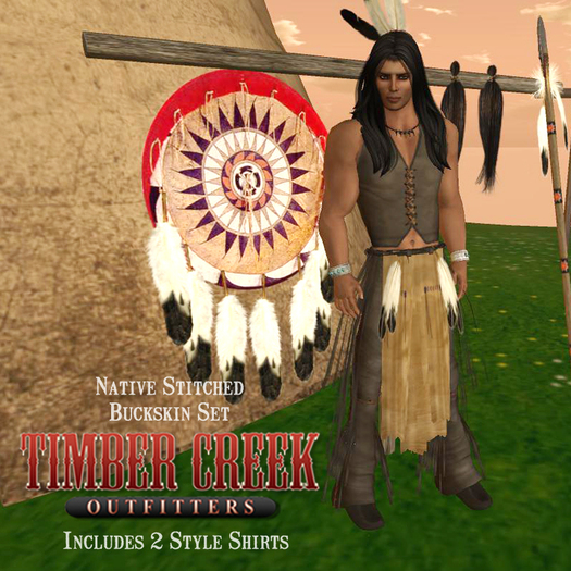 [Timber Creek] Stitched Buckskin Outfit Mens-Dark 