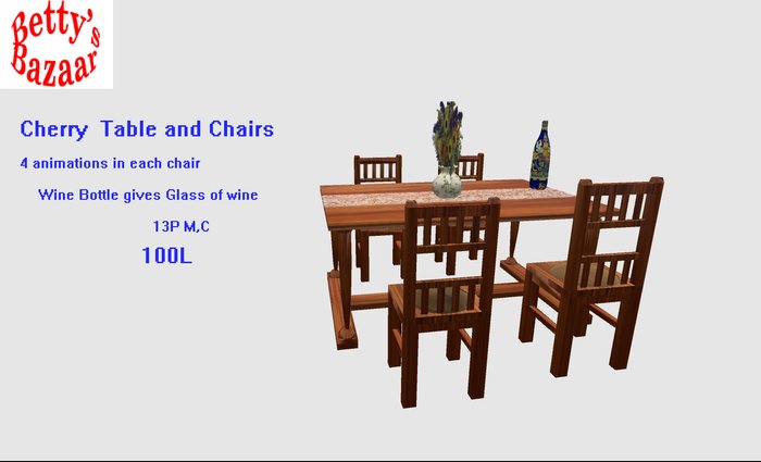 *br Cherry Dining Table with Wine and Flowers
