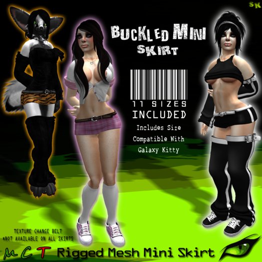 -[SK]- Wild Buckled Mini (Orange Tiger) Mesh Skirt