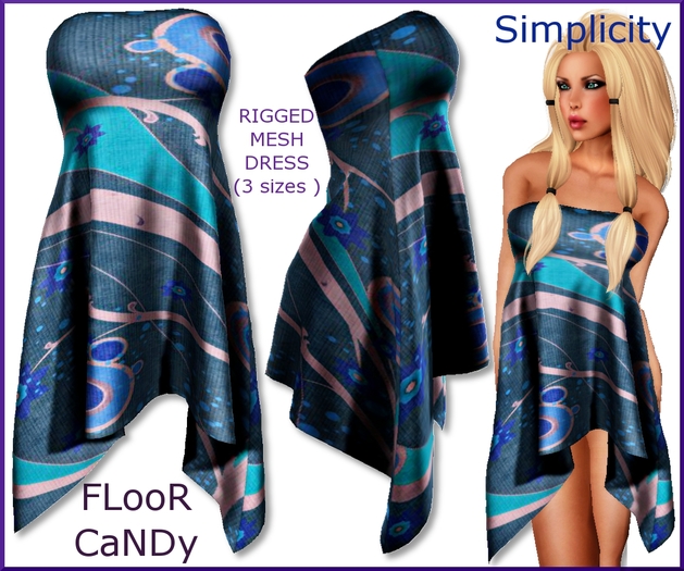  Floor Candy " Simplicity " blue RIGGED MESH 