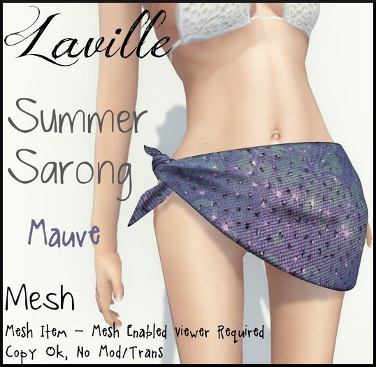 ! Laville ! Summer Sarong - Sparkle Mauve  [Mesh]