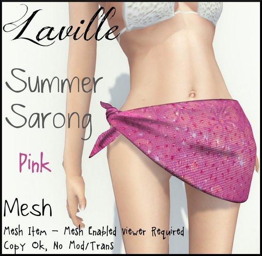 ! Laville ! Summer Sarong - Sparkle Pink [Mesh]